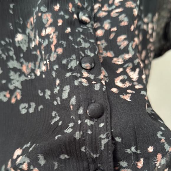 Abercrombie & Fitch Black Patterned Longsleeve Dress Size Small - Picture 10 of 11